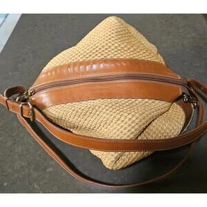 Furla Leather and Woven Rafia Bucket/Hobo Bag